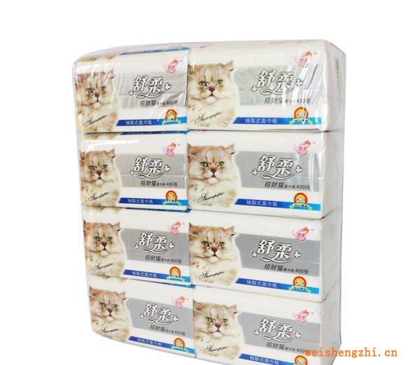 【廠家直銷(xiāo)】舒柔-招財(cái)貓抽取式面紙，衛(wèi)生紙，柔巾卷，紙巾